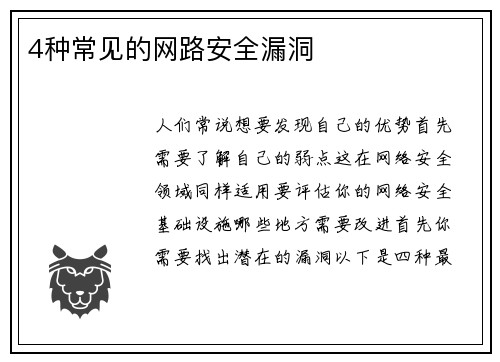 4种常见的网路安全漏洞 