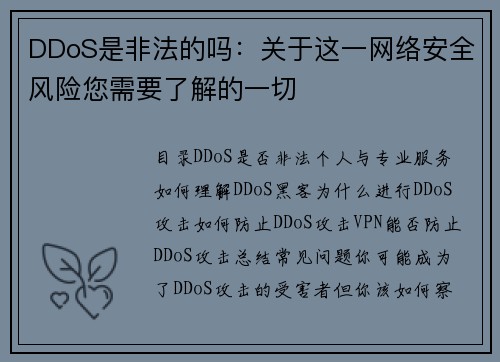 DDoS是非法的吗：关于这一网络安全风险您需要了解的一切